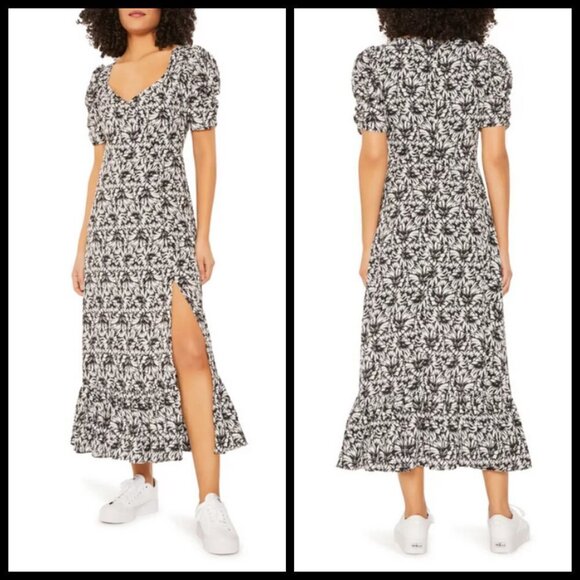 💕LIKELY💕 Saylor Dress ~ Black & White Abstract Floral Print 6 NWT - Picture 3 of 16